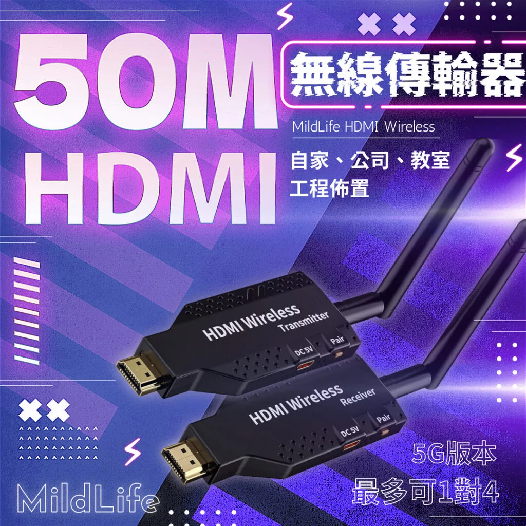 5G版無線HDMI 支援Netfilx HDMI延長器 50M