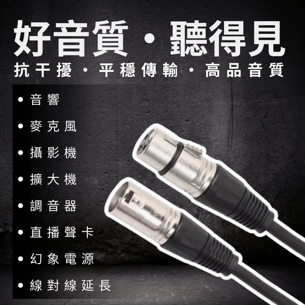 支援48V 幻象電源 XLR 卡農線